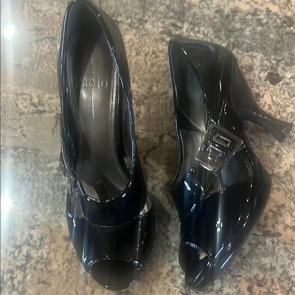 Paolo Black Patent Leather Heels with Sleek Design